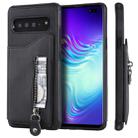 For Galaxy S10 5G Solid Color Double Buckle Zipper Shockproof Protective Case(Black) - 1