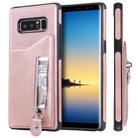For Galaxy Note 8 Solid Color Double Buckle Zipper Shockproof Protective Case(Rose Gold) - 1