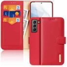 For Samsung Galaxy S21 FE DUX DUCIS Hivo Series Cowhide + PU + TPU Leather Horizontal Flip Case with Holder & Card Slots(Red) - 1