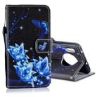 For Huawei Mate 30 Colored Drawing Pattern Horizontal Flip PU Leather Case with Holder & Card Slots & Wallet & Lanyard(Blue Butterfly) - 1