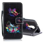 For Huawei Nova 5i Pro Colored Drawing Pattern Horizontal Flip PU Leather Case with Holder & Card Slots & Wallet & Lanyard(Colorful Butterfly) - 1