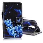For Huawei Nova 5i Pro Colored Drawing Pattern Horizontal Flip PU Leather Case with Holder & Card Slots & Wallet & Lanyard(Blue Butterfly) - 1