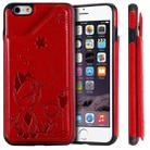 For iPhone 6 Plus Cat Bee Embossing Pattern Shockproof Protective Case with Card Slots & Photo Frame(Red) - 1