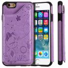 For iPhone 6 Cat Bee Embossing Pattern Shockproof Protective Case with Card Slots & Photo Frame(Purple) - 1