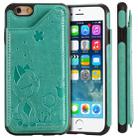 For iPhone 6 Cat Bee Embossing Pattern Shockproof Protective Case with Card Slots & Photo Frame(Green) - 1