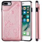 For iPhone 8 Plus / 7 Plus Cat Bee Embossing Pattern Shockproof Protective Case with Card Slots & Photo Frame(Rose Gold) - 1
