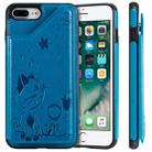 For iPhone 8 Plus / 7 Plus Cat Bee Embossing Pattern Shockproof Protective Case with Card Slots & Photo Frame(Blue) - 1