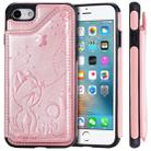 For iPhone SE 2022 / SE 2020 / 8 / 7 Cat Bee Embossing Pattern Shockproof Protective Case with Card Slots & Photo Frame(Rose Gold) - 1