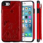 For iPhone SE 2022 / SE 2020 / 8 / 7 Cat Bee Embossing Pattern Shockproof Protective Case with Card Slots & Photo Frame(Red) - 1