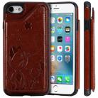 For iPhone SE 2022 / SE 2020 / 8 / 7 Cat Bee Embossing Pattern Shockproof Protective Case with Card Slots & Photo Frame(Brown) - 1