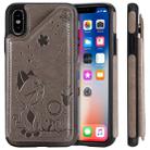 For iPhone X Cat Bee Embossing Pattern Shockproof Protective Case with Card Slots & Photo Frame(Grey) - 1