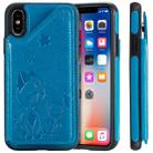 For iPhone X Cat Bee Embossing Pattern Shockproof Protective Case with Card Slots & Photo Frame(Blue) - 1
