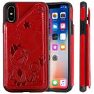 For iPhone X Cat Bee Embossing Pattern Shockproof Protective Case with Card Slots & Photo Frame(Red) - 1
