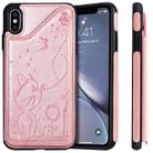 For iPhone XS Max Cat Bee Embossing Pattern Shockproof Protective Case with Card Slots & Photo Frame(Rose Gold) - 1