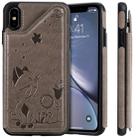 For iPhone XS Max Cat Bee Embossing Pattern Shockproof Protective Case with Card Slots & Photo Frame(Grey) - 1