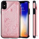 For iPhone XS Cat Bee Embossing Pattern Shockproof Protective Case with Card Slots & Photo Frame(Rose Gold) - 1