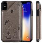 For iPhone XS Cat Bee Embossing Pattern Shockproof Protective Case with Card Slots & Photo Frame(Grey) - 1