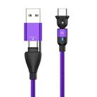 PD 60W Type-C / USB-C to Type-C / USB-C + USB 180 Degree Bending Charging Data Cable, Length:1m(Purple) - 1