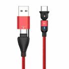 PD 60W Type-C / USB-C to Type-C / USB-C + USB 180 Degree Bending Charging Data Cable, Length:2m(Red) - 1