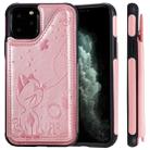 For iPhone 11 Pro Cat Bee Embossing Pattern Shockproof Protective Case with Card Slots & Photo Frame(Rose Gold) - 1
