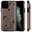 For iPhone 11 Pro Cat Bee Embossing Pattern Shockproof Protective Case with Card Slots & Photo Frame(Grey) - 1