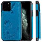 For iPhone 11 Pro Cat Bee Embossing Pattern Shockproof Protective Case with Card Slots & Photo Frame(Blue) - 1