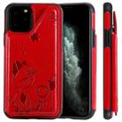 For iPhone 11 Pro Cat Bee Embossing Pattern Shockproof Protective Case with Card Slots & Photo Frame(Red) - 1