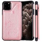 For iPhone 11 Pro Max Cat Bee Embossing Pattern Shockproof Protective Case with Card Slots & Photo Frame(Rose Gold) - 1