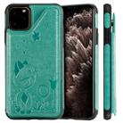 For iPhone 11 Pro Max Cat Bee Embossing Pattern Shockproof Protective Case with Card Slots & Photo Frame(Green) - 1