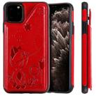 For iPhone 11 Pro Max Cat Bee Embossing Pattern Shockproof Protective Case with Card Slots & Photo Frame(Red) - 1