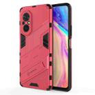 For Honor 50 SE / Huawei nova 9 SE Punk Armor 2 in 1 PC + TPU Shockproof Case with Invisible Holder(Light Red) - 1