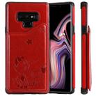 For Galaxy Note9 Cat Bee Embossing Pattern Shockproof Protective Case with Card Slots & Photo Frame(Red) - 1