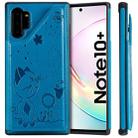For Galaxy Note 10 Plus Cat Bee Embossing Pattern Shockproof Protective Case with Card Slots & Photo Frame(Blue) - 1