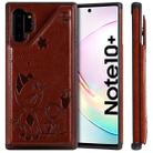 For Galaxy Note 10 Plus Cat Bee Embossing Pattern Shockproof Protective Case with Card Slots & Photo Frame(Brown) - 1