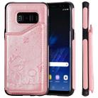 For Galaxy S8 Cat Bee Embossing Pattern Shockproof Protective Case with Card Slots & Photo Frame(Rose Gold) - 1