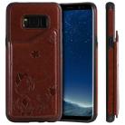 For Galaxy S8 Plus Cat Bee Embossing Pattern Shockproof Protective Case with Card Slots & Photo Frame(Brown) - 1