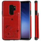 For Galaxy S9 Plus Cat Bee Embossing Pattern Shockproof Protective Case with Card Slots & Photo Frame(Red) - 1