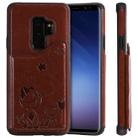 For Galaxy S9 Plus Cat Bee Embossing Pattern Shockproof Protective Case with Card Slots & Photo Frame(Brown) - 1