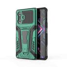 For Xiaomi Redmi K40 Gaming War Chariot Series Armor All-inclusive Shockproof PC + TPU Protective Case with Invisible Holder(Green) - 1