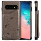 For Galaxy S10 Cat Bee Embossing Pattern Shockproof Protective Case with Card Slots & Photo Frame(Grey) - 1