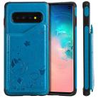 For Galaxy S10 Cat Bee Embossing Pattern Shockproof Protective Case with Card Slots & Photo Frame(Blue) - 1