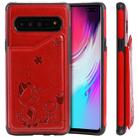 For Galaxy S10 5G Cat Bee Embossing Pattern Shockproof Protective Case with Card Slots & Photo Frame(Red) - 1