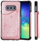 For Galaxy S10e Cat Bee Embossing Pattern Shockproof Protective Case with Card Slots & Photo Frame(Rose Gold) - 1