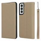 For Samsung Galaxy S21 5G Litchi Genuine Leather Phone Case(Gold) - 1
