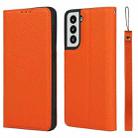 For Samsung Galaxy S21 5G Litchi Genuine Leather Phone Case(Orange) - 1