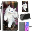 For Xiaomi Redmi 9 Voltage Coloured Drawing Magnetic Clasp Horizontal Flip PU Leather Case with Holder & Card Slots(C08 Flower Bush Big White Cat) - 1