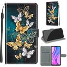 For Xiaomi Redmi 9 Voltage Coloured Drawing Magnetic Clasp Horizontal Flip PU Leather Case with Holder & Card Slots(C20 Gold Silver Flying Butterflies) - 1