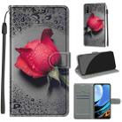 For Xiaomi Redmi 9 Power/Note 9 4G Voltage Coloured Drawing Magnetic Clasp Horizontal Flip PU Leather Case with Holder & Card Slots(C14 Black Water Drop Rose) - 1