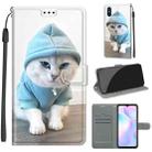 For Xiaomi Redmi 9A Voltage Coloured Drawing Magnetic Clasp Horizontal Flip PU Leather Case with Holder & Card Slots(C15 Blue Sweater White Cat) - 1