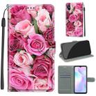 For Xiaomi Redmi 9A Voltage Coloured Drawing Magnetic Clasp Horizontal Flip PU Leather Case with Holder & Card Slots(C17 Green Leaf Pink Rose) - 1